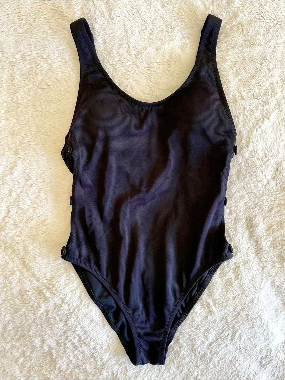 Shade & Shore Black Rib One-Piece with Side Cutouts